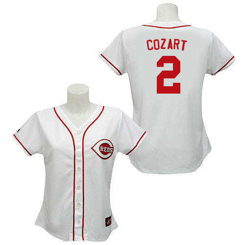 Zack Cozart #2 mlb Jersey-Cincinnati Reds Women's Authentic Home White Cool Base Baseball Jersey